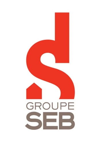 Logo du Groupe SEB, avec un 'S' stylisé en rouge et le texte 'GROUPE SEB' en gris.