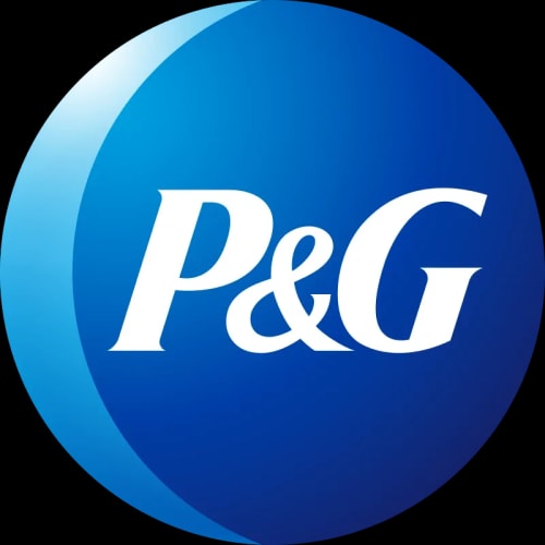 Logo de Procter & Gamble, un cercle bleu avec les initiales P&G en blanc.