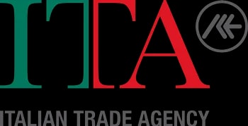 Logo de l'Agence italienne du commerce, avec les lettres ITA stylisées en vert, rouge et noir.