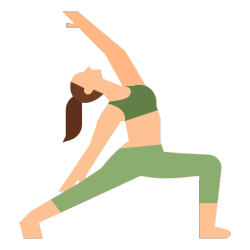 Une personne effectuant une posture de yoga, debout sur une jambe avec le bras tendu vers le haut.