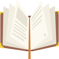 Un livre ouvert avec des pages blanches et un fond de couverture marron.