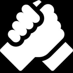 Icône d'un poing levé, symbole de la solidarité.