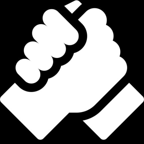 Icône d'un poing levé, symbole de la solidarité.