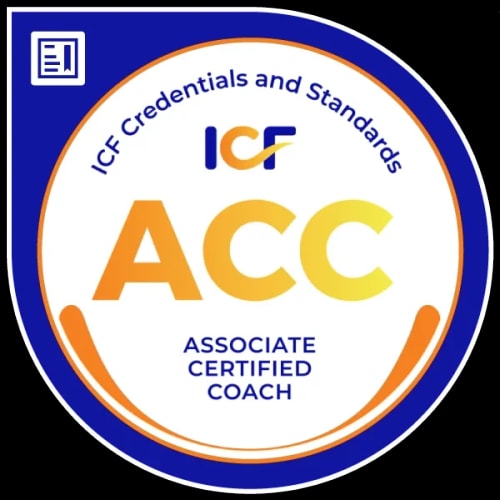 Logo de l'ICF avec le texte 'ACC' et 'ASSOCIATE CERTIFIED COACH'