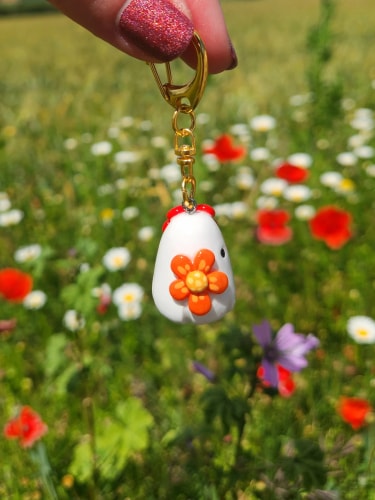 Porte-clés - Fleurs orange