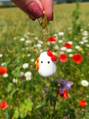 Porte-clés - Fleurs orange