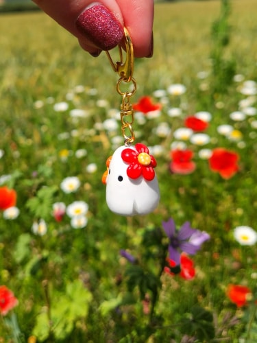 Porte-clés - Fleurs orange