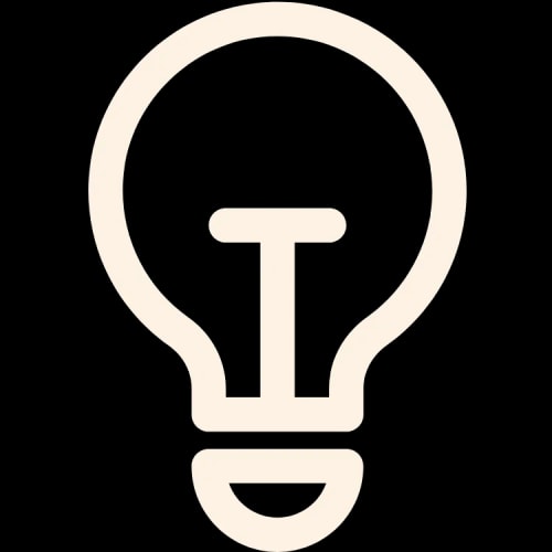 Une icône représentant une ampoule électrique stylisée en couleur crème, symbolisant les conférences