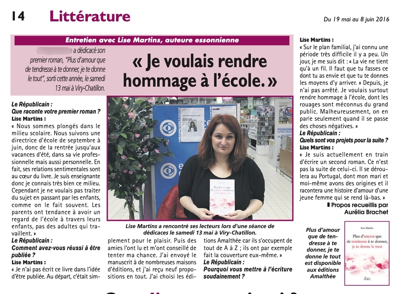 Imprensa escrita - Le Républicain - Lise Martins