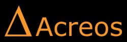 Logo d'Acreos avec un symbole triangulaire orange avant le nom.