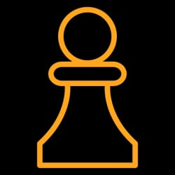 Icône d'un pion de jeu d'échecs en orange sur fond sombre.