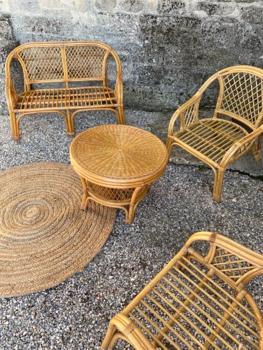 Ensemble salon en rotin