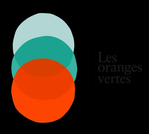 Trois cercles superposés verticalement aux couleurs dégradées, du bleu clair à l'orange, à côté d'un texte noir sur fond gris, structuré par des lignes horizontales et une barre verticale.