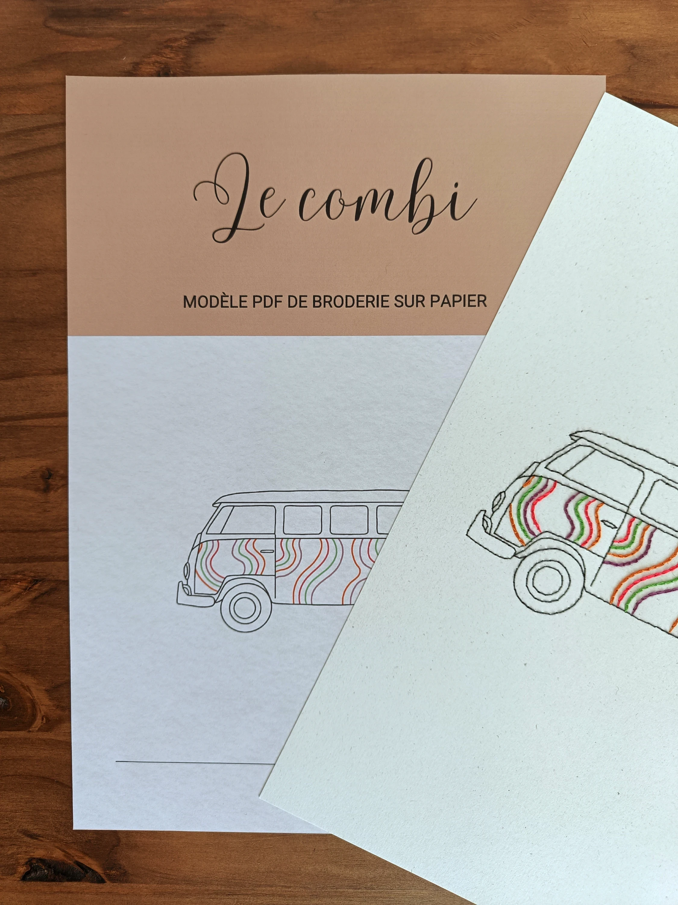 le combi · modèle pdf de broderie sur papier