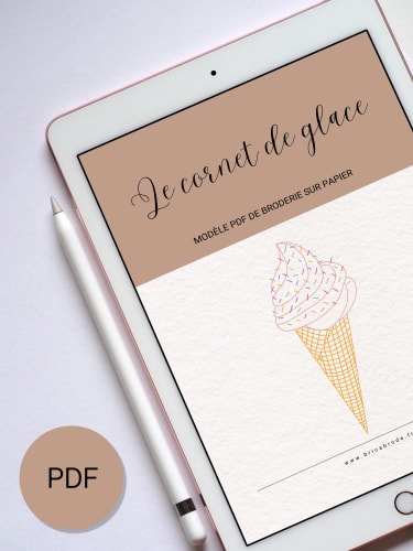 le cornet de glace · modèle pdf de broderie sur papier