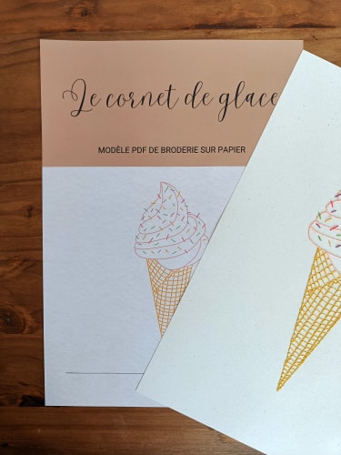 le cornet de glace · modèle pdf de broderie sur papier