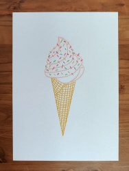 le cornet de glace · modèle pdf de broderie sur papier