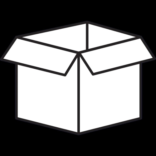 Boîte en carton ouverte blanche avec des contours noirs