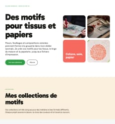 Page de magazine avec le titre « Je lis avant de dessiner », une main peignant des taches noires sur du papier froissé et une section sur les commandes pour la presse.