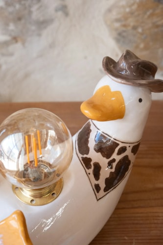 Lampe canard cowboy