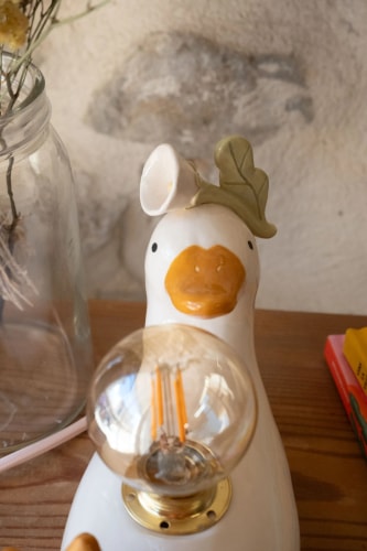 Lampe canard fleur blanche