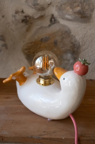 Lampe canard tomate