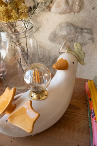Lampe canard fleur blanche