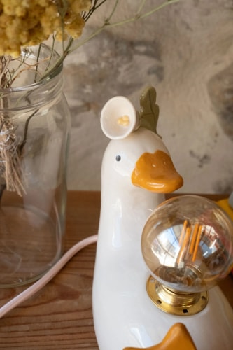 Lampe canard fleur blanche