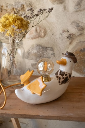 Lampe canard cowboy