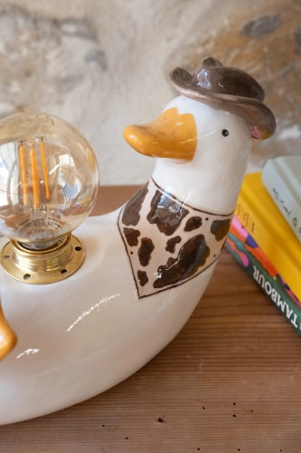Lampe canard cowboy