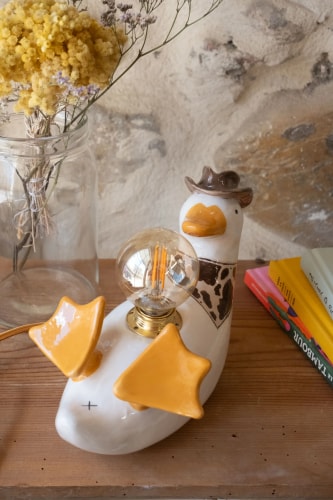 Lampe canard cowboy