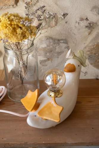 Lampe canard fleur blanche