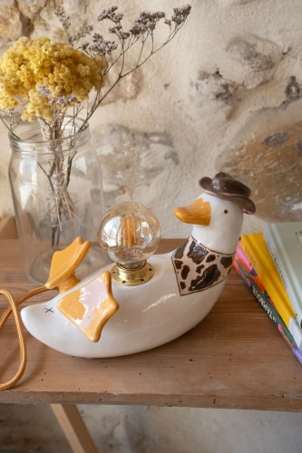 Lampe canard cowboy