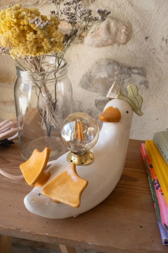 Lampe canard fleur blanche