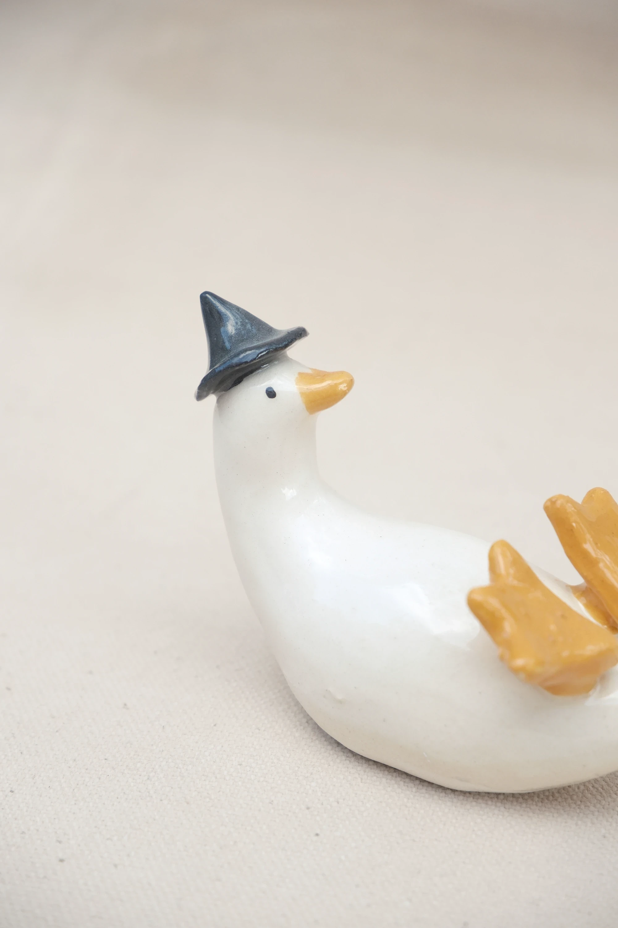 Canard sur le dos chapeau sorcier