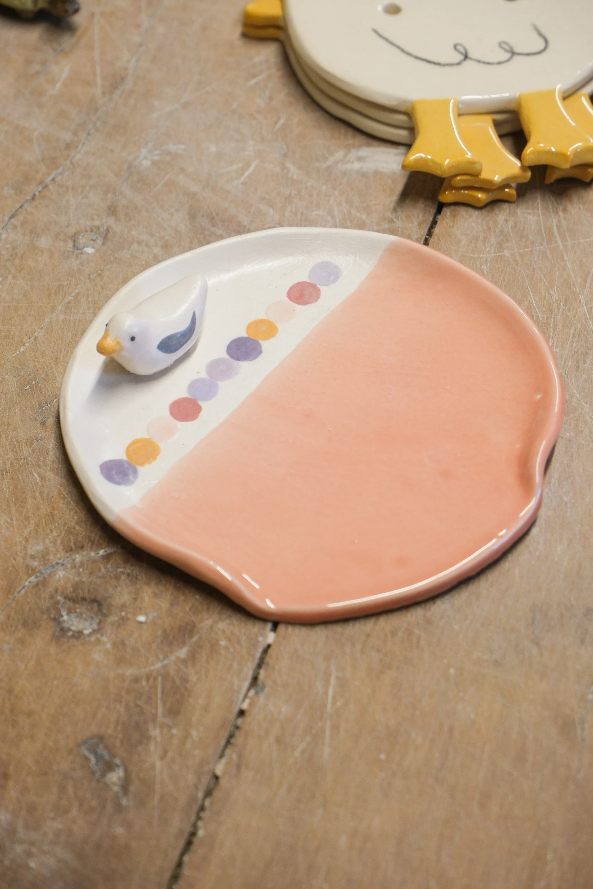 Repose cuillère rose + blanc matte