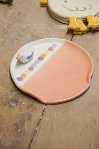 Repose cuillère rose + blanc matte