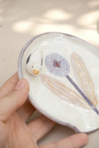 Repose cuillère fleur violette