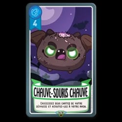 Carte de jeu "Château de sable" avec deux petits chevaliers violets sur un château, un drapeau bleu, un score de -2 et un texte explicatif sur ses effets en jeu.