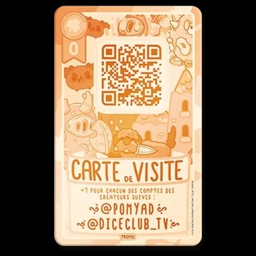 Carte à jouer dorée nommée Blason Scintillant, illustrée d'un blason couronné contenant trois cartes violettes, avec le texte : Accepte ce blason scintillant en remerciement de ton dévouement.