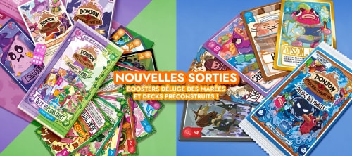 Image promotionnelle annonçant les points de fidélité sur un site. On voit des pièces dorées avec une main tenant une carte, entourées de cartes à collectionner illustrées sur fond coloré.