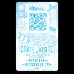 Carte de jeu à collectionner dorée et violette représentant un personnage stylisé en sorcier au centre, avec l'inscription Carte Test en bas sur une bannière. Fond avec motifs géométriques et QR code.