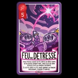 Carte de jeu "Vieux Monsieur" violette, illustrant un personnage âgé avec des lunettes tourbillonnantes, un bouclier en forme de note de musique et une épée, avec des règles de jeu inscrites en dessous.