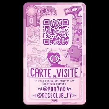 Carte promotionnelle de jeu intitulée Blason Légendaire, avec un blason doré orné d'un chapeau de magicien et de cartes, sur fond rose. Texte de remerciement aux contributeurs de Donjon & Procrastination.