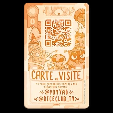 Carte de jeu "Blason Enchanté" avec un bouclier doré ailé sur fond violet, marquée du chiffre 5 et d'un texte décrivant l'appartenance à la guilde de Donjon & Procrastination.