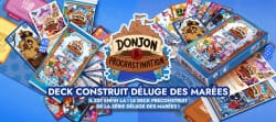 Image promotionnelle annonçant les points de fidélité sur un site. On voit des pièces dorées avec une main tenant une carte, entourées de cartes à collectionner illustrées sur fond coloré.
