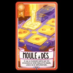 Carte de jeu nommée L'Hurluberlu, illustrée par un personnage vert au nez bleu portant un chapeau pointu à étoiles. Le texte explique la règle : redistribuer équitablement les cartes jouées de la manche.