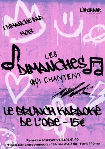 Affiche rose et violette annonçant un concert des Numaïches, avec notes de musique, cœurs, silhouettes et informations de réservation.