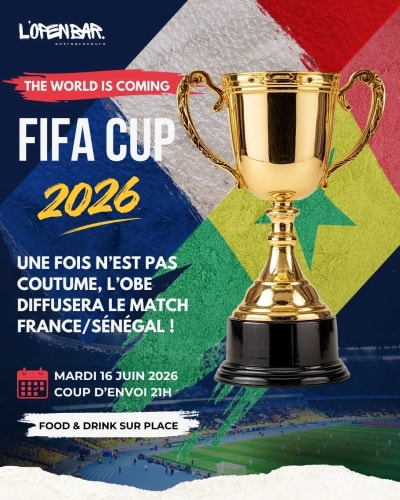 Affiche pour une scène ouverte apéro le 1er juin 2026 à L'Open Bar, 149 rue d'Alésia à Paris. Musique française, instruments et groupes bienvenus, apéritif dînatoire par le chef Fabrice.