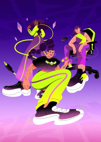 Affiche pour l'événement HÉRITAGES à Nantes, illustrée avec des portraits colorés de personnes diverses, entourés de fleurs, annonçant des discussions, DJ sets, open mic et ateliers pour enfants.